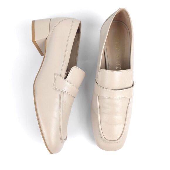 STUART WEITZMAN Sleek 35 Loafer Dune Block Heel Old Money Quiet Luxury Academia - Picture 1 of 9